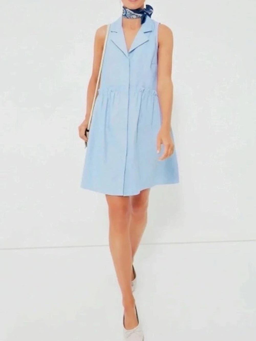 Tuckernuck Royal Mini Shirt Dress Oxford Blue Sleeveless Collared Dress Size M